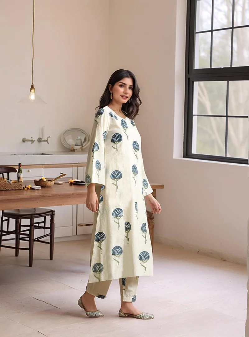 GoSriKi  GoSriKi Women's Rayon Viscose Printed Straight Kurta with Pant (Janya CEROSIN-VKS01-GS_XL_Dark Blue_X-Large) for Women | Best Price UAE